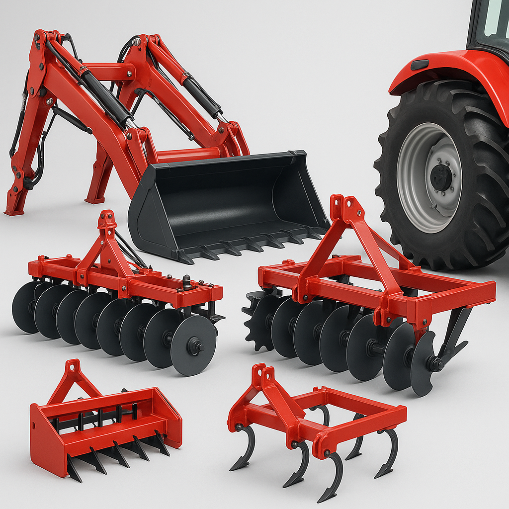 Traktör ve toprak işleme ataşmanları ile tarla çalışması