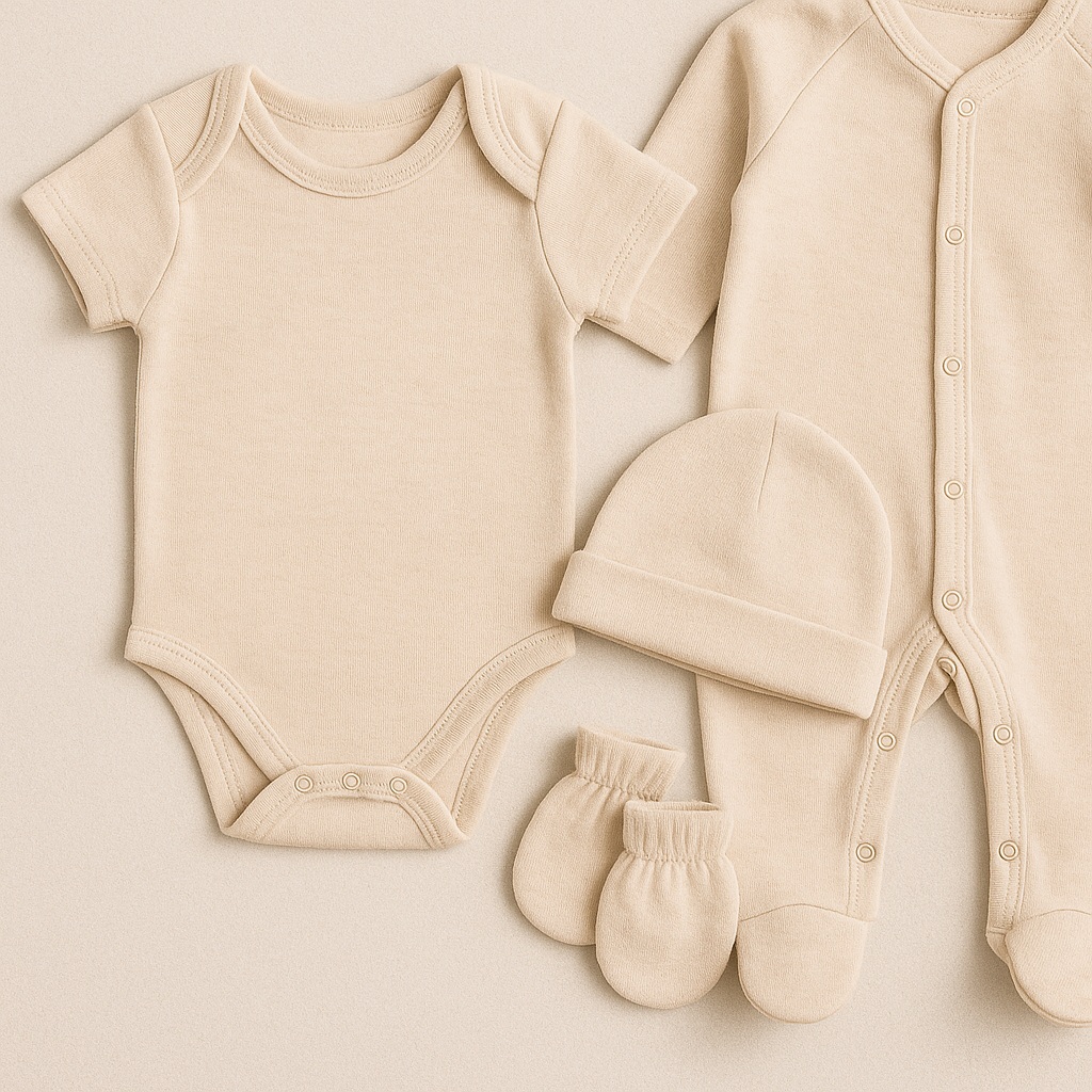 Organik pamuk bebek body ve zıbın setleri